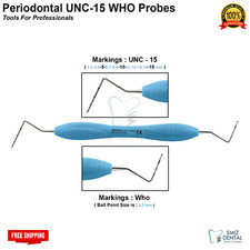 Dental Periodontal Probes Markings Color Coated BPE Probe UNC-15, WHO Ball Ended