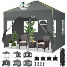 10x10 Commercial Heavy Duty Pop Up Tent Black Canopy Outdoor Party Gazebo