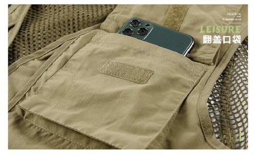 Chaleco Chaleco para Hombres Utilidad Multi-bolsillo Chaleco de Pesca Deportes Ropa de Trabajo Pescador - Imagen 11 de 21
