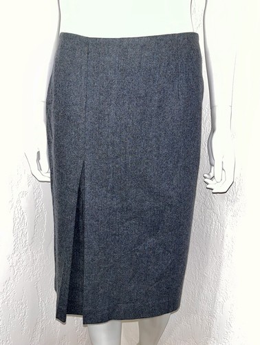 Calypso St. Barth Christiane Celle Gray Wool Side Slit Pleat Pencil Skirt Sz XS