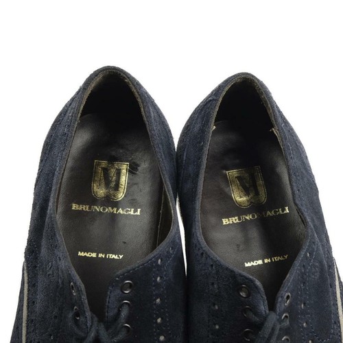 BRUNO MAGLI Oxfords Spectator Shoes Suede Wingtip Sz. 9.5 M Navy & Gray ITALY - 第 6/8 張圖片