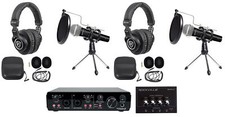 Rockville R-TRACK 2-Person Podcast Kit-Dynamic Mics Stands Filters Headphones