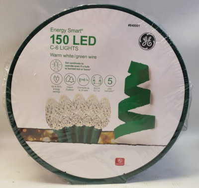 GE 150-count 49.6 Ft Energy Smart Warm White LED Diamond Cut C6 Christmas Lights