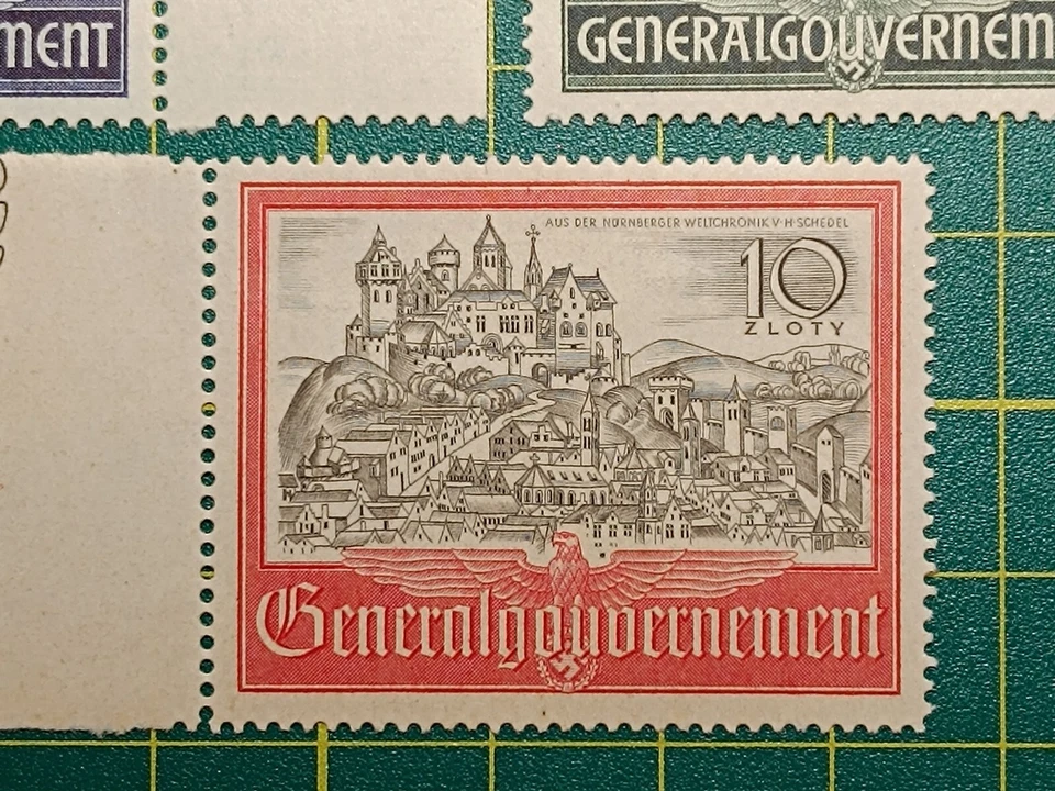 Estampillas de ocupación de Polonia, Alemania de 1941, Sc OS14-OS15, juego de 3, MNH Foto 4 de 4