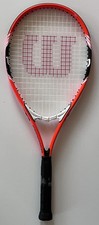 Wilson Federer Tennis Racquet Stop Shock Neon Orange 4 3/8" Grip Power Strings
