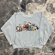 Vintage Looney Tunes Sweatshirt Adult Large 90s Y2K Bugs Bunny Tweety Daffy Taz