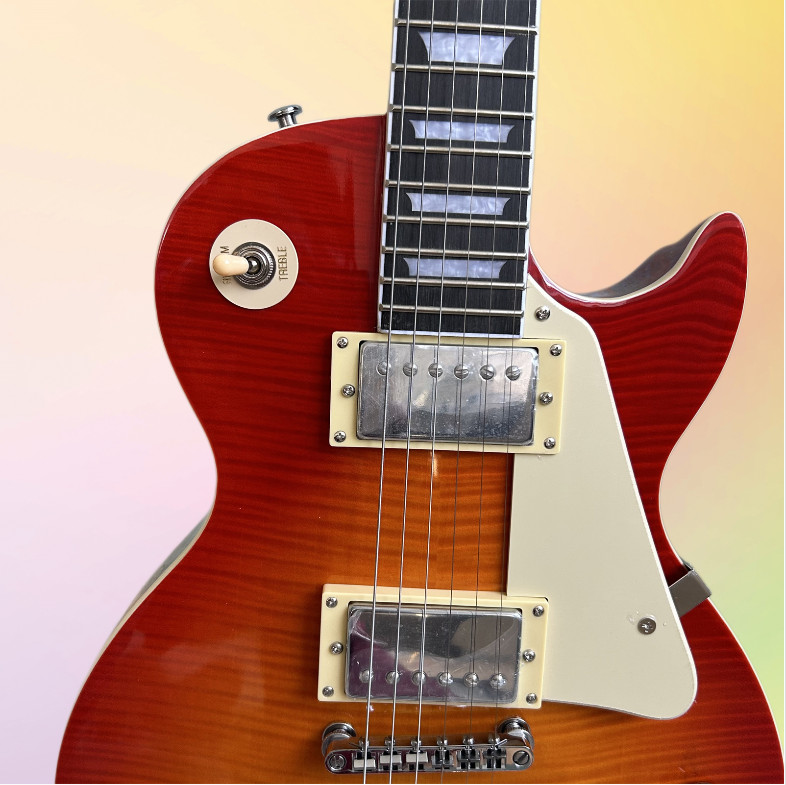 Hot Sale LP Orange Flame Maple Top Electric Guitar HH Pickups US Shipping