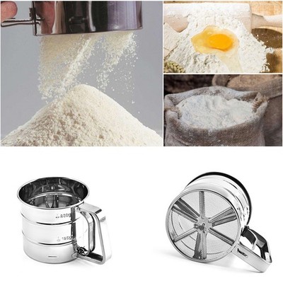Stainless Steel Handheld Flour Sifter Cup for Baking and Cooking