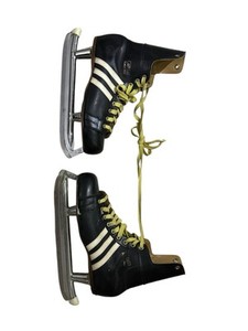 Rare Adidas black vintage pro series men's ice skates Size 11 2/3 VHK Hockey VTG