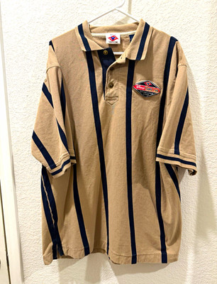 Disney Cruise Line ''Established 1998'' Striped Polo Shirt Men's XXL Tan Navy