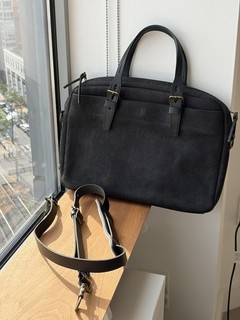 Bleu De Chauffe Waxed Black Folder Business Bag Laptop Briefcase
