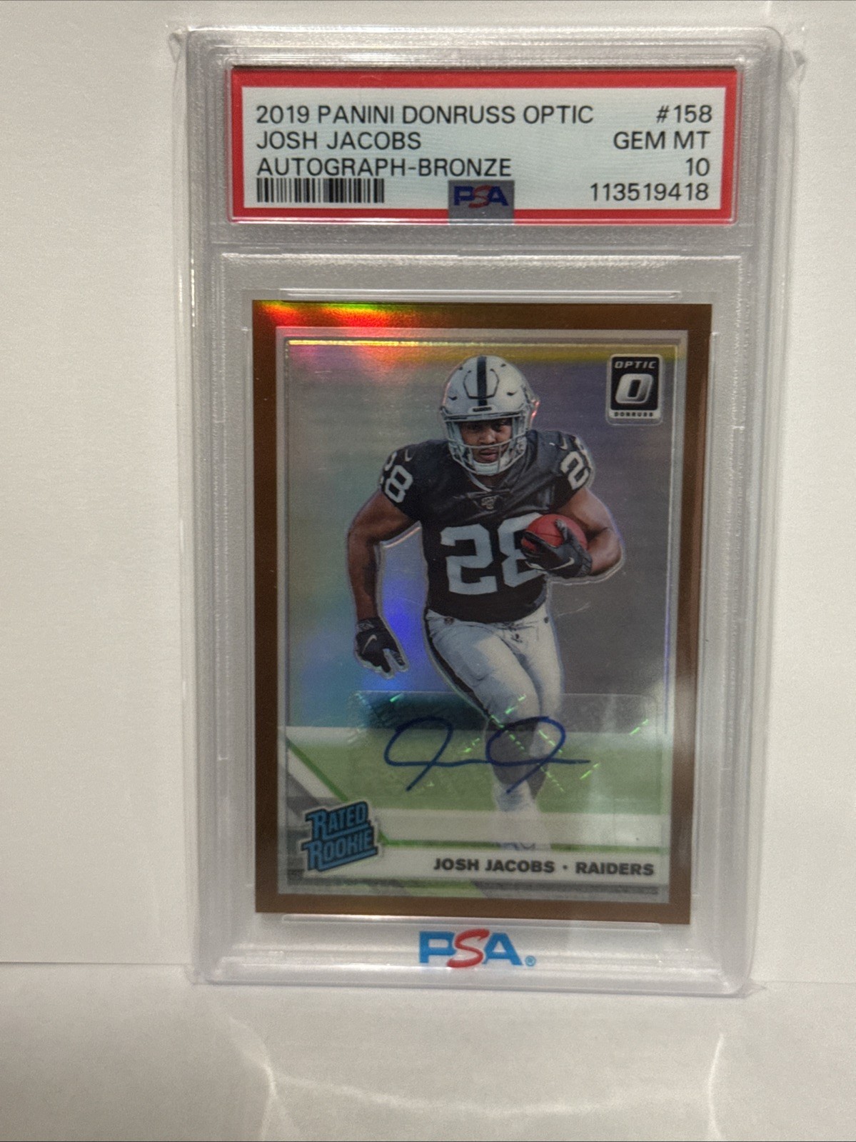 Josh Jacobs Panini Donruss Optic #158 Autograph-Bronze