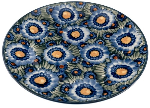 Polish Pottery Plate Floral Peacock Colors Unikat Bolesławiec 10" 1.76lbs Signed - Picture 8 of 13
