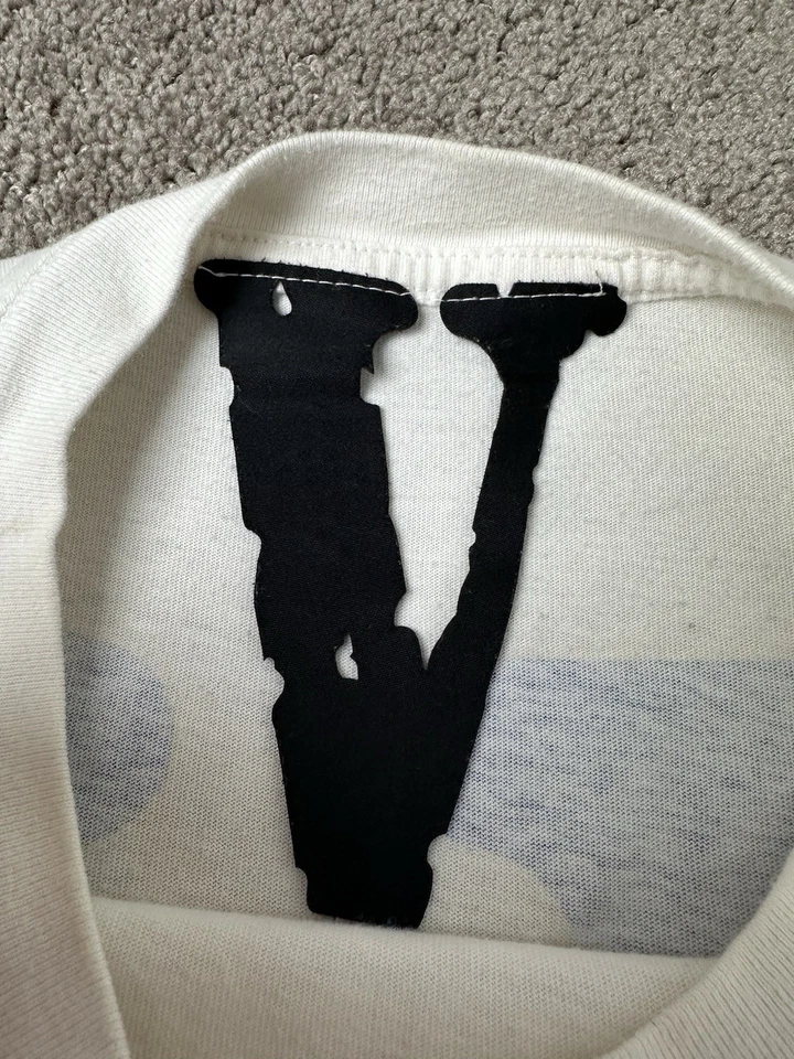 Camiseta para hombre 2017 Vlone azul grapa camiseta blanca, ropa de calle Y2K, talla M Foto 4 de 4