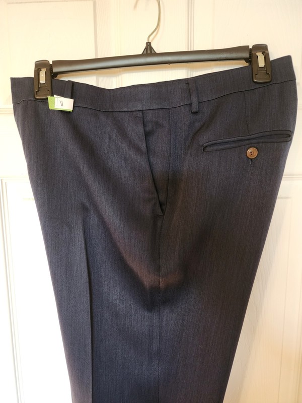 Haggar Slim Fit Premium Comfort Dress Pants Navy Polyester Men's 38x30