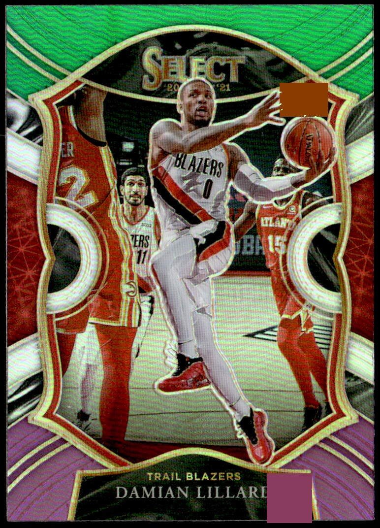 2020-21 Panini Select #24 Damian Lillard Green White Purple E1