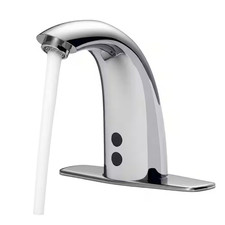 Automatic Sensor Touchless Single Hole Bathroom Sink Faucet with Deck Plate and