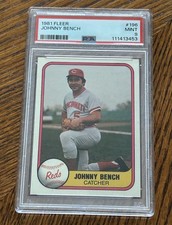 1981 Fleer #196 Johnny Bench PSA MINT 9! Reds