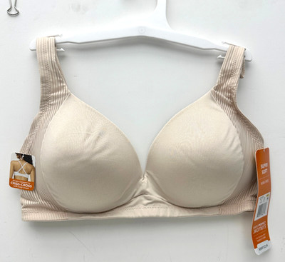 Warners Super Soft light lift Bra 36C Wireless Light Lined, criss-cross/beige