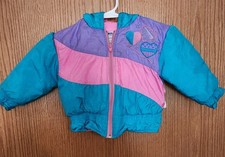 Vintage 90's Baby Girl Pink Purple Blue Weather Tamer Winter Coat Size 2