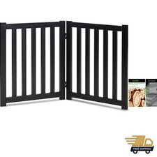 Stylish Freestanding Dog Gate, 24" Tall - Foldable Hardwood for Small Spaces
