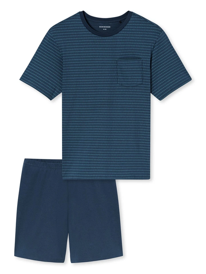 Schiesser Herren Pyjama Rundhals Comfort Baumwolle Kurz - Essentials - Bild 1 von 1