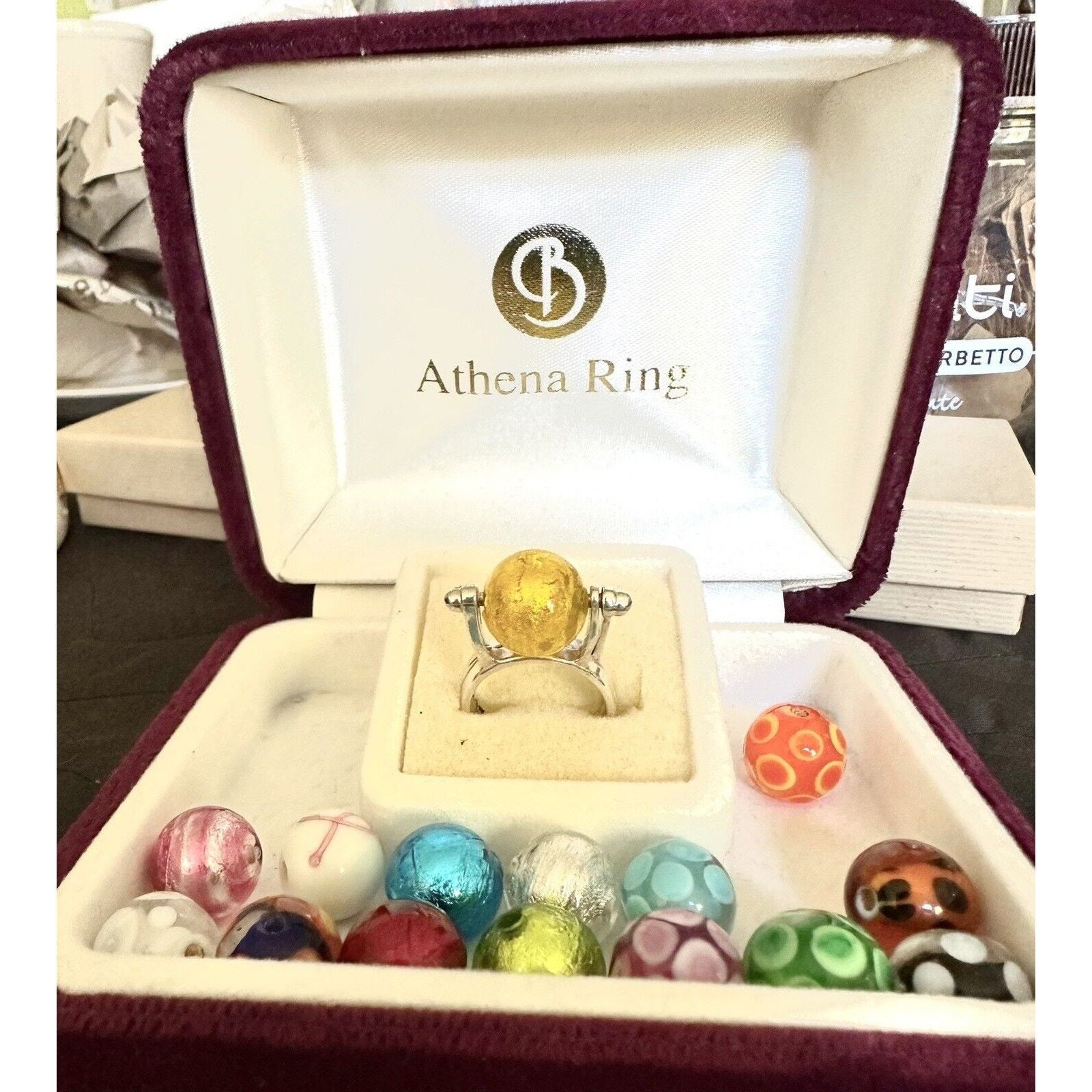 Original Sterling Interchangeable Bead Ring With 14- 8mm Venetian Beads NIB SET