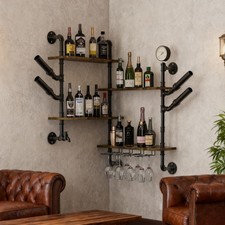 Punk Pipe Shelf Wine Rack Floating Bar Liquor Shelves fr Bar Dining Room Counter