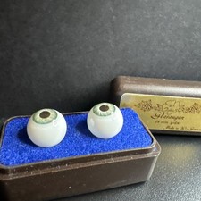 Vintage Glasaugen Doll Glass Eyes 14 mm GREEN Hazel Porcelain Doll West Germany