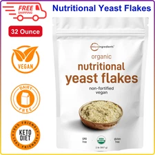 Organic Non-Fortified Nutritional Yeast Flakes, 2 Pounds, Rich in Vegan Protein