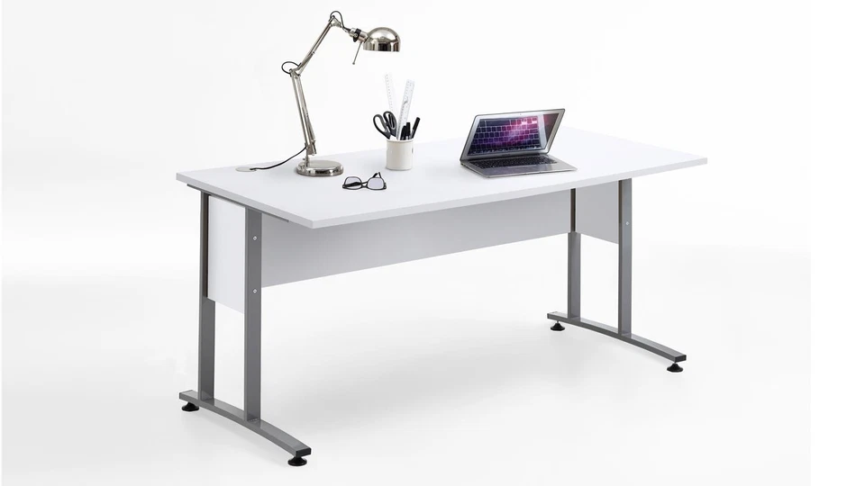 Schreibtisch Calvia 2 Computertisch weiß mit Metallkufen Arbeitszimmer Büro