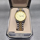 Seiko President Watch Men 36mm Cream Dial Two Tone Daydate 7N43-8111 New Battery