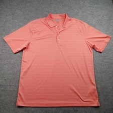 Greg Norman Polo Shirt Mens XL Coral Pink ML75 PlayDry Golf Performance Stripe