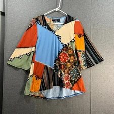 Attitudes by Renee Como Jersey Hi-Low Flare Top Ginger Patch Size X-Small