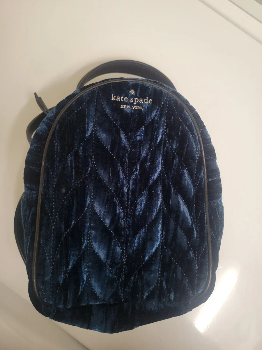 Kate Spade New York Black Quilted Velvet Mini Backpack Purse Small Convertible Kate Spade Natalie Black Velvet Mini Backpack, Quilted  main image 3