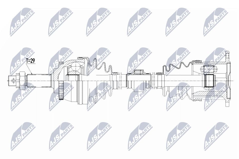 NTY Drive Shaft NPW-NS-066 For Nissan, Front Axle Right, 29 Splines