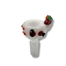 14MM White Glass Bowl Piece Slide For Water Pipes - "Summertime Vibes"