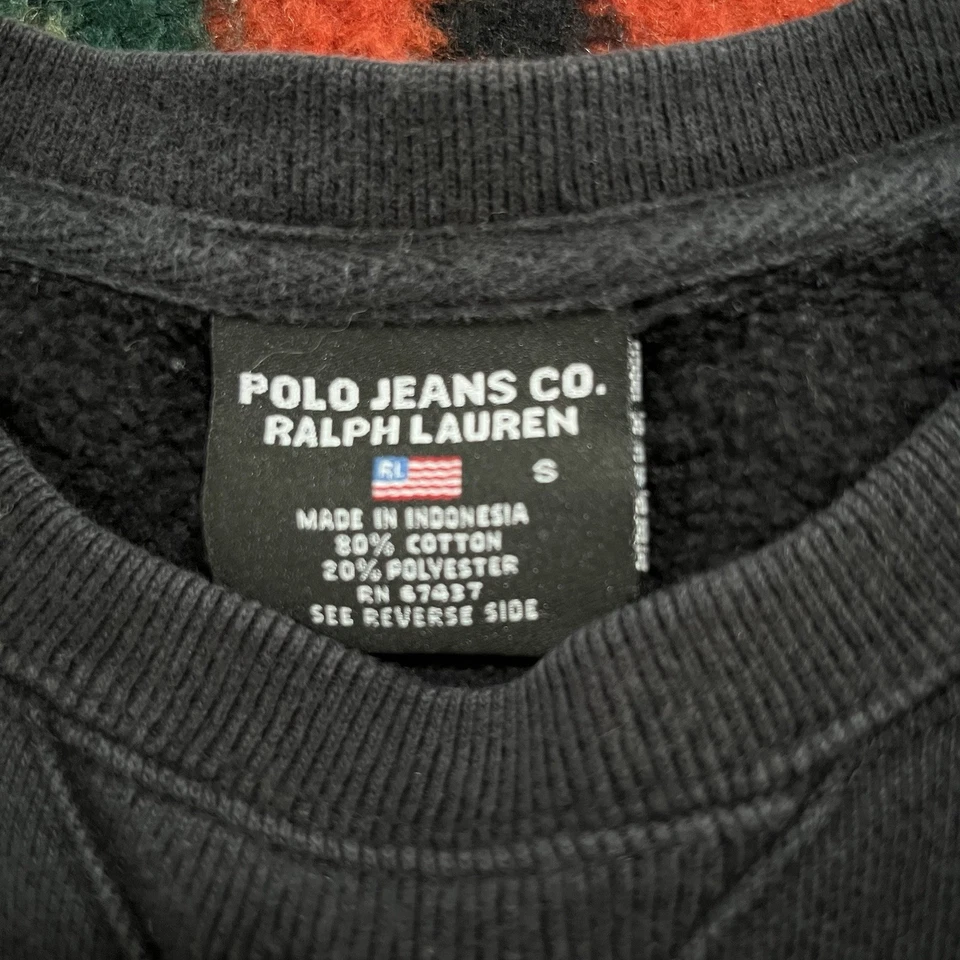 Vintage Polo Jeans Co. Ralph Lauren Sweatshirt Women’s S Black Embroidered Logo - Image 4 of 4