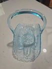 Vintage Fenton Ice Blue Glass Brides Basket Princess House