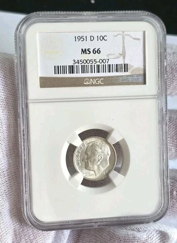 C97. 1951-D Roosevelt Dime 10C NGC MS 66  #3450055-007