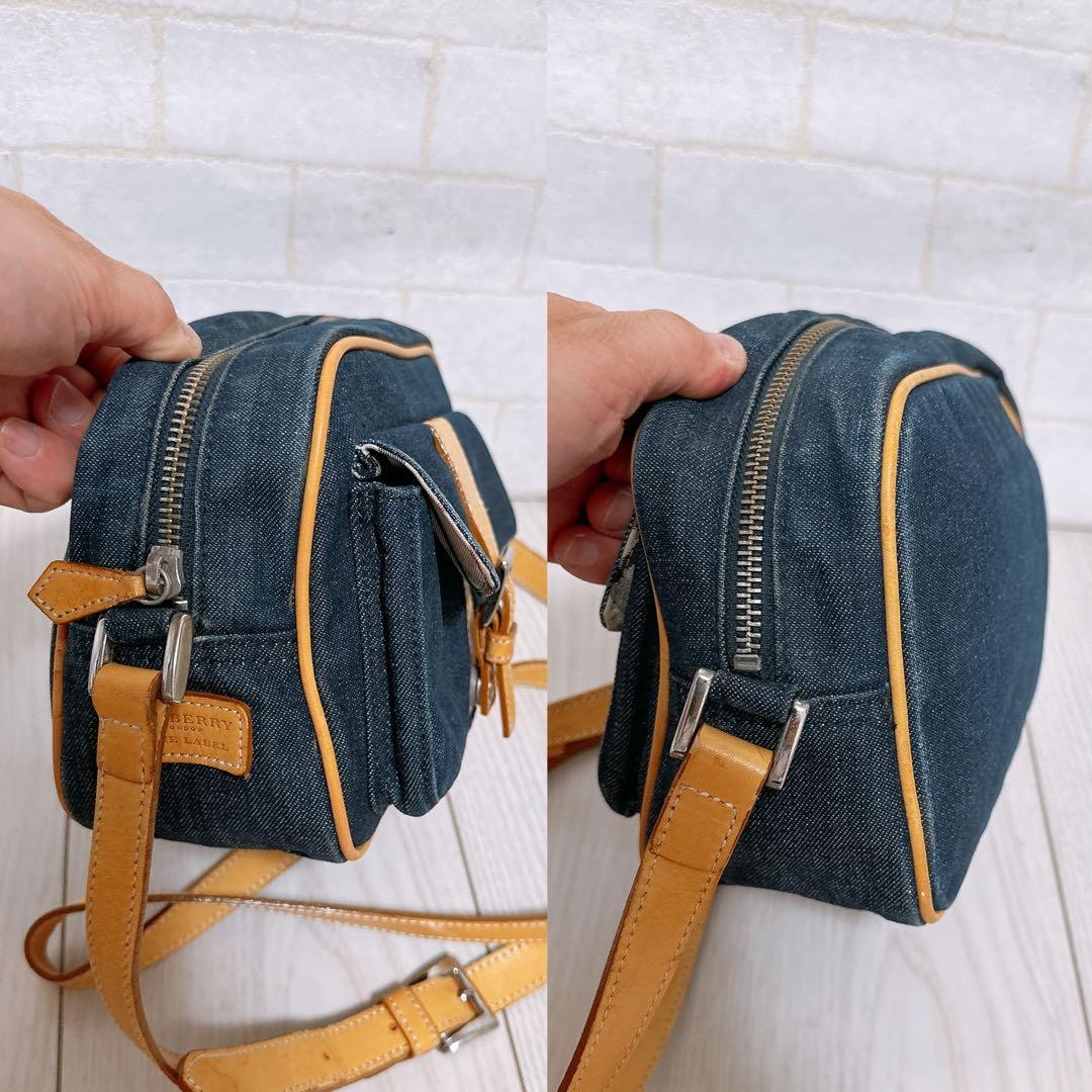 Burberry Blue Label Shoulder Bag Denim Blue Leather Crossbody Bag Compact New thumbnail 2