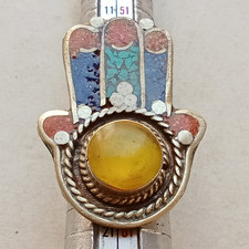 EXQUISITE ANCIENT STYLE TRIBAL RING TURQUOISE  STONE BOHO COLLECTIBLE PIECE