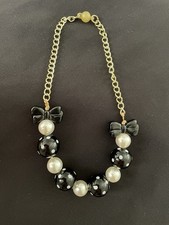 Little Girls Black And Gold Bows Beaded Necklace Jewelry