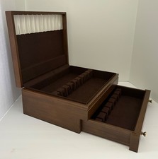 Vintage Wood Silverware Flatware Storage Chest Box w/ 1 Drawer 1847 Roger's Bros