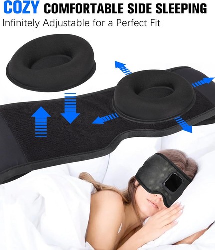 Máscara para dormir ajustable en 3D con música inalámbrica máscara para ojos y auriculares Bluetooth - Imagen 5 de 7
