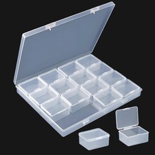 CHSZCHOMER Large Bead Storage Box - 16 Grids Clear Organizer, 1 Pack,Portable...