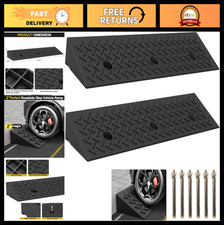 2 Pcs Heavy-Duty 2" Rubber Curb Ramps - 6600 LB Capacity for Driveway & Dock