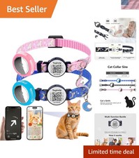 2PCS Breakaway Cat Collars with Bell  Moons Stars Design - Cute Adjustable K...
