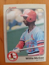 1983 Fleer Willie McGee (RC) Rookie Baseball Card #15 St. Louis Cardinals . rookie card picture