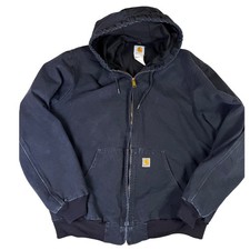 Vtg Carhartt J131 BLK Duck Active Jacket Thermal Mesh Lined Black Men XL Tall